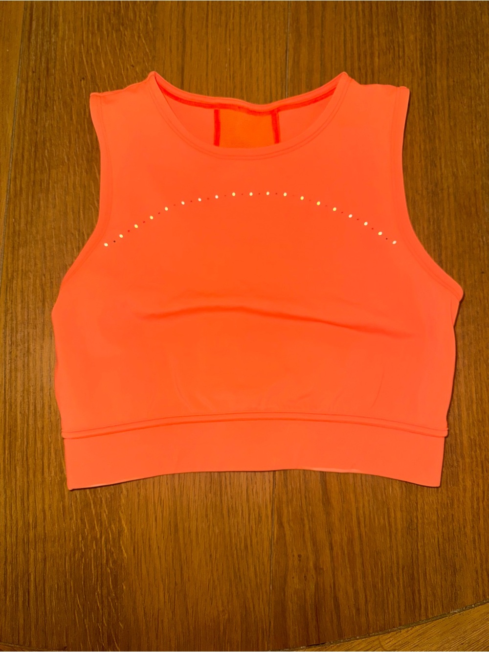 lululemon athletica Neon Coral High-Neck Sports Bra with Metallic Stud Arc
